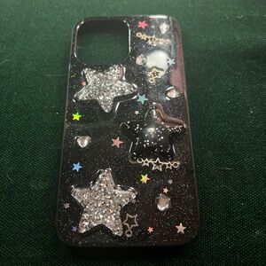 Black Glitter Star Phone Case